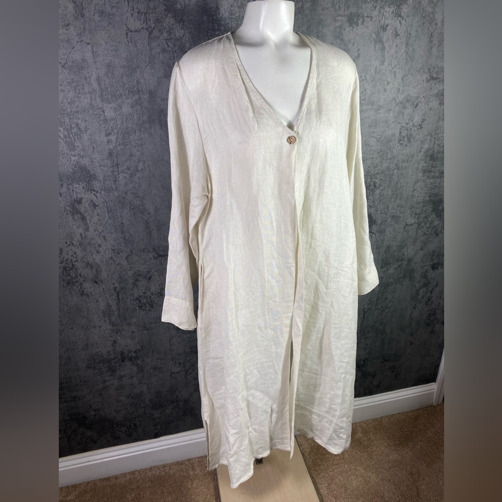 Linen  Single Button Kimono